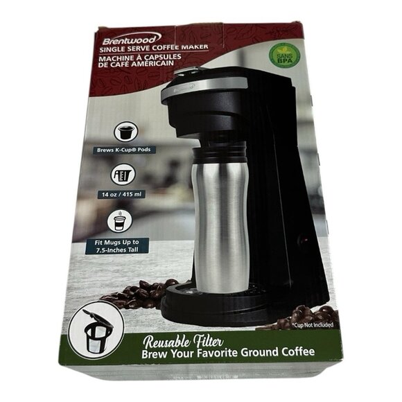 Brentwood Single Serve Coffee Maker K-Cup Soft Pod Ground Coffee 14oz New in Box - Picture 3 of 4